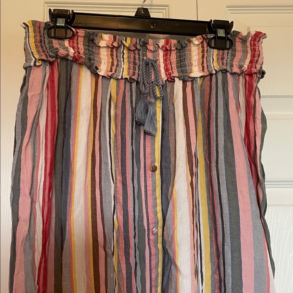 Jessica Simpson M Maternity Maxi skirt faux buttons pink/blue elastic waist